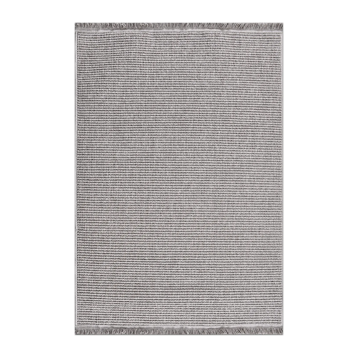 RUNNER | HERO | UNLISTED | Kaolin Grey Ivory Solid Modern Machine Woven Flatweave Livin