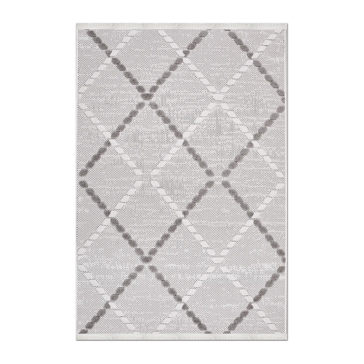SQUARE | HERO | UNLISTED | Betony Cream Grey Moroccan Style Diamond Trellis Machine Wov