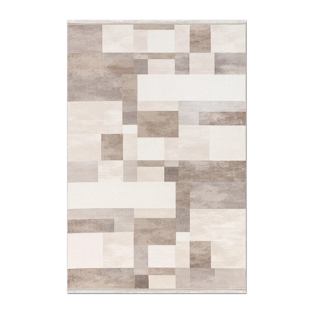 SQUARE | HERO | UNLISTED | Aster Modern Geometric Beige Cream Taupe Machine Woven Livin