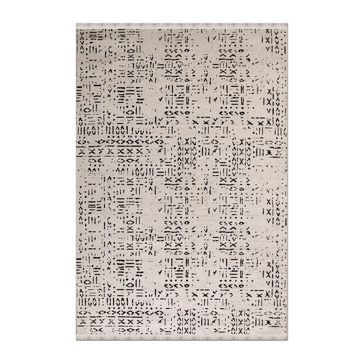 SQUARE | HERO | UNLISTED | Flare Cream Black Abstract Boho Machine Woven Living Room Be