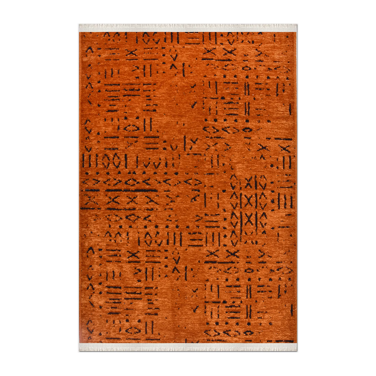 SQUARE | HERO | UNLISTED | Hornbeam Terracotta Boho Abstract Tribal Style Machine Woven
