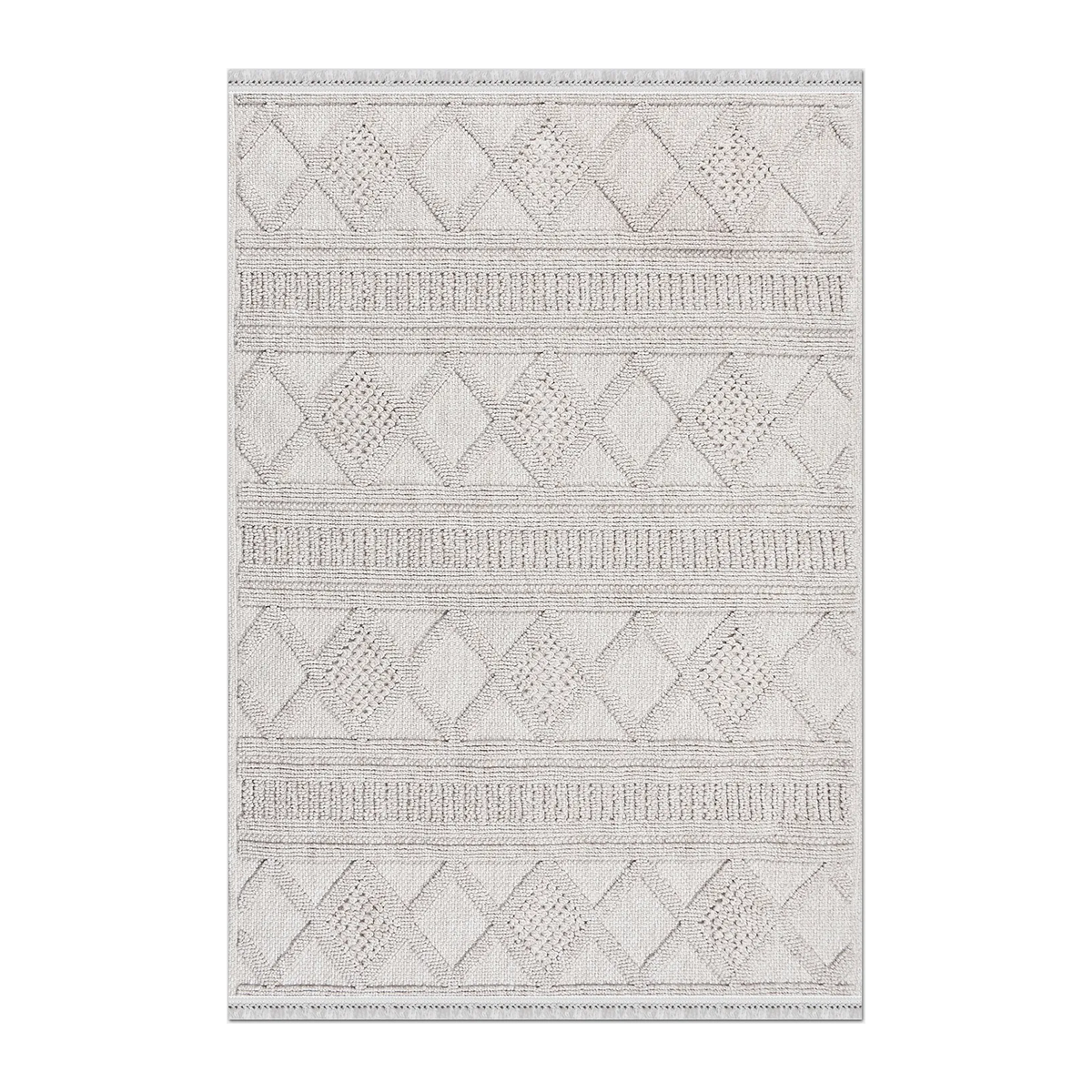 SQUARE | HERO | UNLISTED | Azurite Cream Boho Geometric Textured Machine Woven Living R