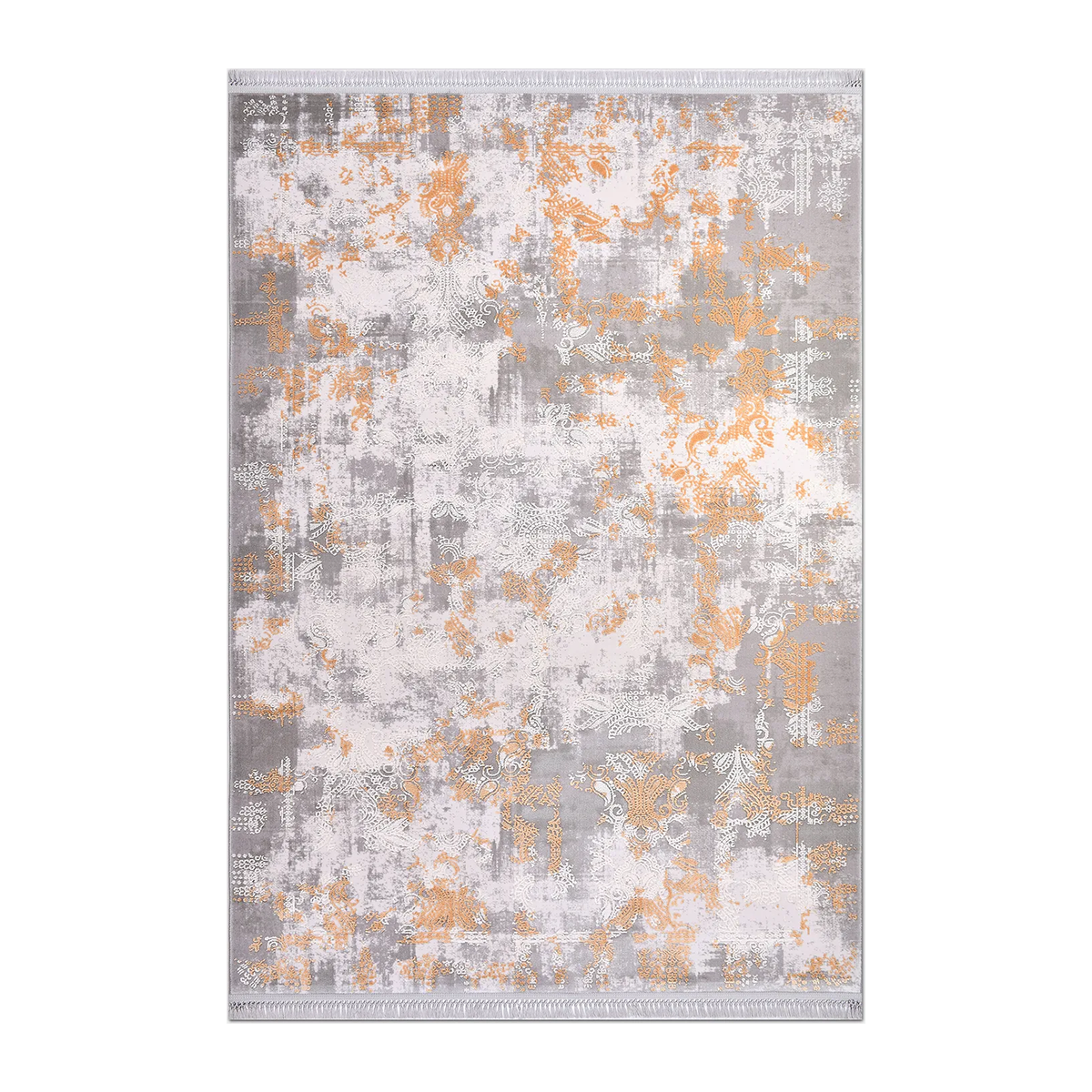 SQUARE | HERO | UNLISTED | Knoll Grey Orange Abstract Modern Machine Woven Living Room 