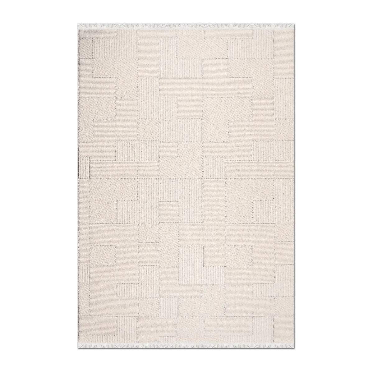 SQUARE | HERO | UNLISTED | Mistral Cream Geometric Modern Machine Woven Ivory Living Ro