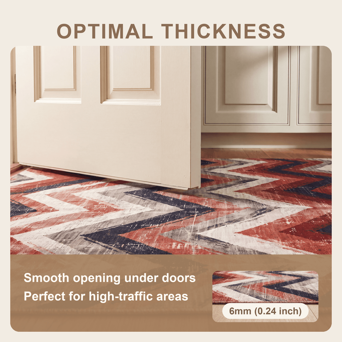Manor2 Modern Brushstroke Stripe Ember Rust Ink Blue Bone Washable Indoor Outdoor Rug - RugzellaDigital Print RugRugzellaRugzellaBBB395-RECT-24x47-60x120cmRGZLLA114791Rectangle2' x 3'11" (60x120 cm)SHARED | Manor2 feature thickness