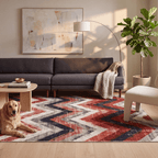 Manor2 Modern Brushstroke Stripe Ember Rust Ink Blue Bone Washable Indoor Outdoor Rug - RugzellaDigital Print RugRugzellaRugzellaBBB395-RECT-24x47-60x120cmRGZLLA114791Rectangle2' x 3'11" (60x120 cm)RECTANGLE | Manor2 rectangle livingroom