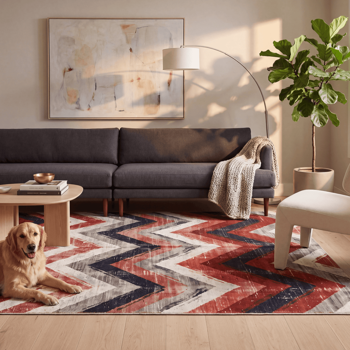 Manor2 Modern Brushstroke Stripe Ember Rust Ink Blue Bone Washable Indoor Outdoor Rug - RugzellaDigital Print RugRugzellaRugzellaBBB395-RECT-24x47-60x120cmRGZLLA114791Rectangle2' x 3'11" (60x120 cm)RECTANGLE | Manor2 rectangle livingroom