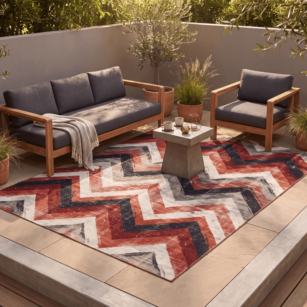 Manor2 Modern Brushstroke Stripe Ember Rust Ink Blue Bone Washable Indoor Outdoor Rug - RugzellaDigital Print RugRugzellaRugzellaBBB395-RECT-24x47-60x120cmRGZLLA114791Rectangle2' x 3'11" (60x120 cm)RECTANGLE | Manor2 rectangle outdoor