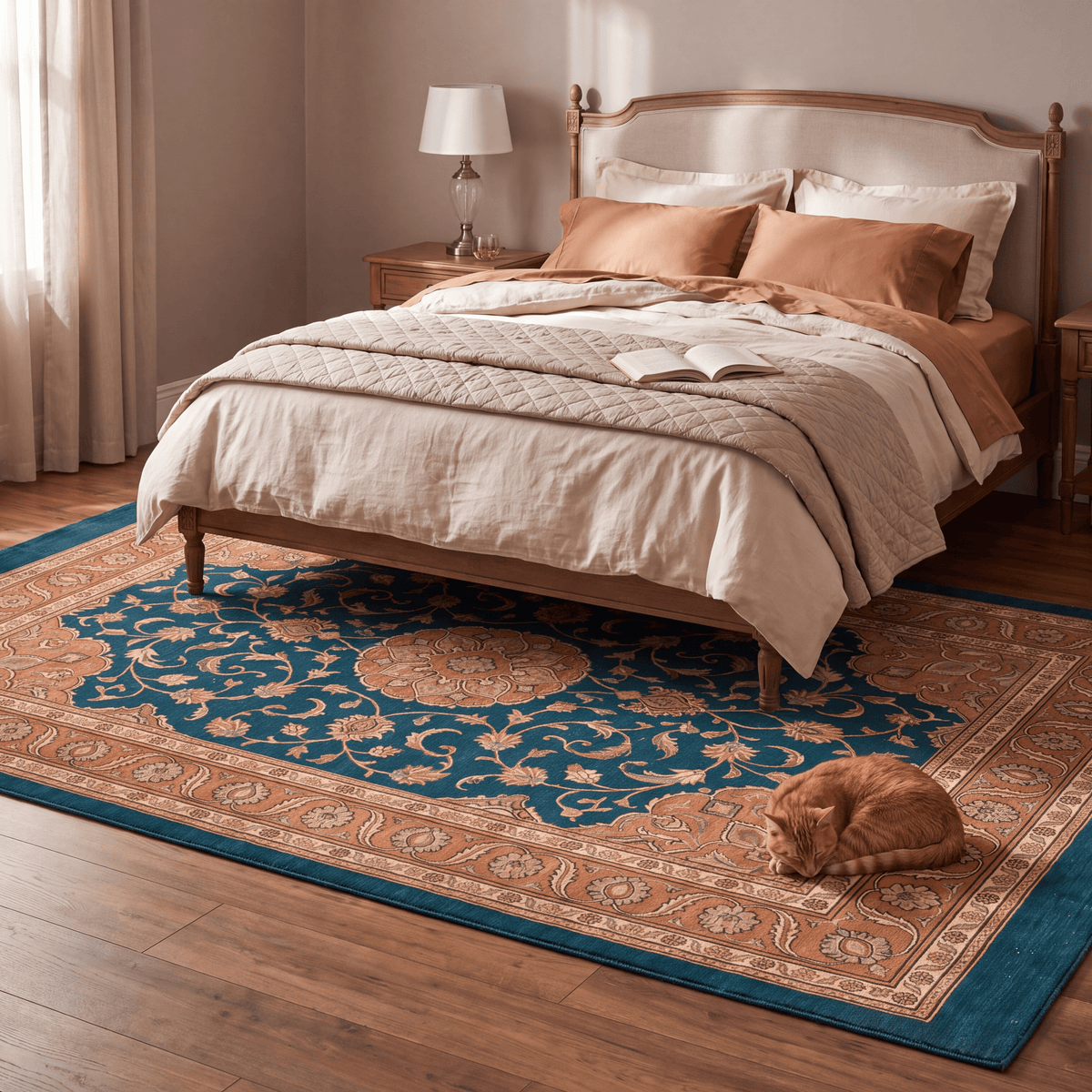 Mere2 Traditional Medallion Border Teal Copper Cream Washable Indoor Outdoor Entryway Rug - RugzellaDigital Print RugRugzellaRugzellaBBB430-RECT-24x47-60x120cmRGZLLA124841Rectangle2' x 3'11" (60x120 cm)RECTANGLE | Mere2 rectangle bedroom