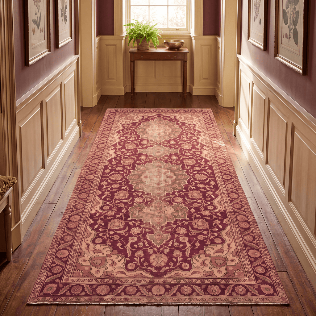 Monsoon2 Distressed Medallion Traditional Oxblood Bronze Linen Washable Indoor Outdoor Rug - RugzellaDigital Print RugRugzellaRugzellaBBB377-RECT-24x47-60x120cmRGZLLA109431Rectangle2' x 3'11" (60x120 cm)RUNNER | Monsoon2 runner hallway