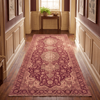 Monsoon2 Distressed Medallion Traditional Oxblood Bronze Linen Washable Indoor Outdoor Rug - RugzellaDigital Print RugRugzellaRugzellaBBB377-RECT-24x47-60x120cmRGZLLA109431Rectangle2' x 3'11" (60x120 cm)RUNNER | Monsoon2 runner hallway