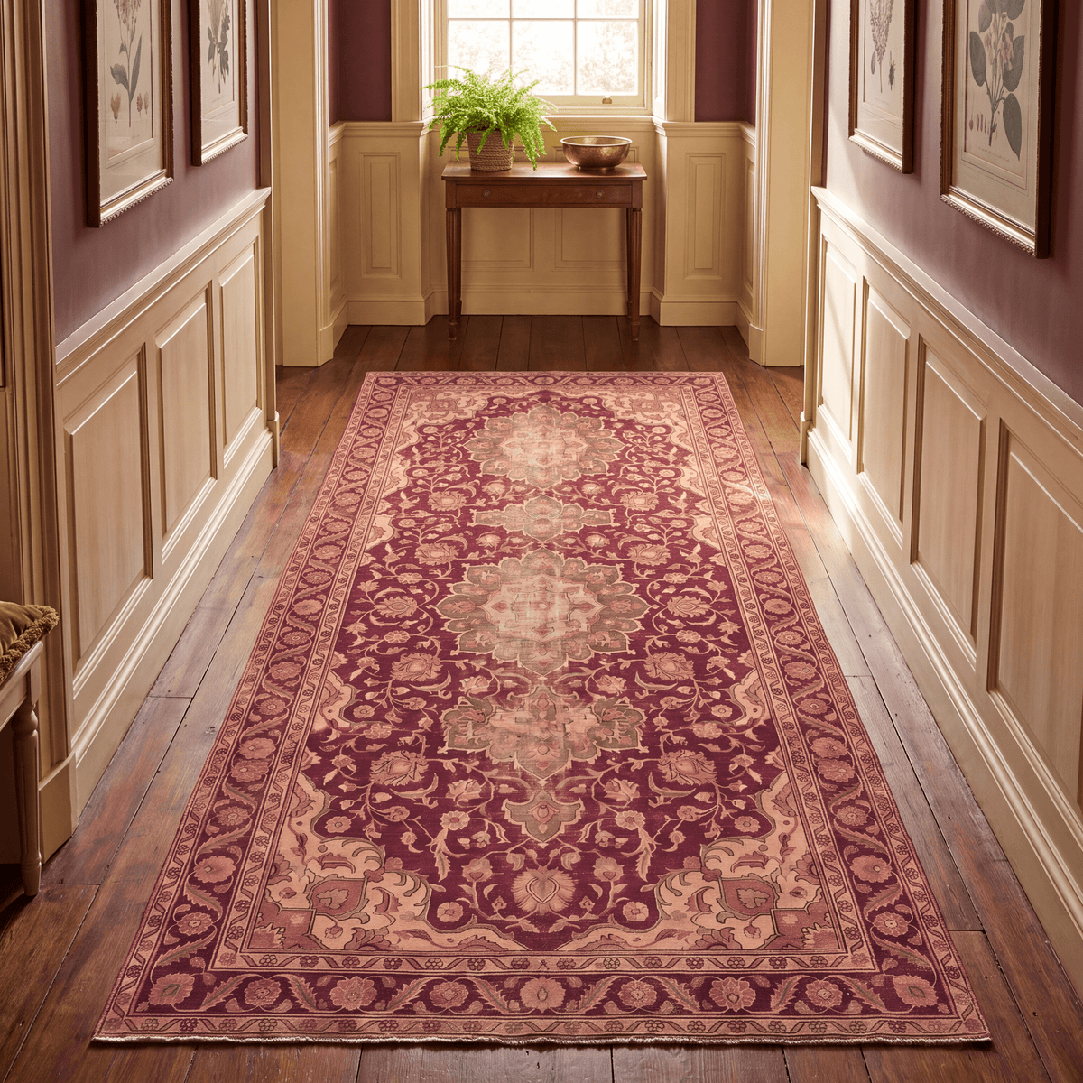 Monsoon2 Distressed Medallion Traditional Oxblood Bronze Linen Washable Indoor Outdoor Rug - RugzellaDigital Print RugRugzellaRugzellaBBB377-RECT-24x47-60x120cmRGZLLA109431Rectangle2' x 3'11" (60x120 cm)RUNNER | Monsoon2 runner hallway