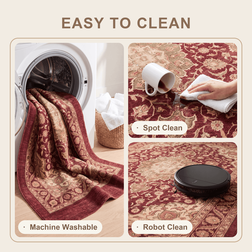 Monsoon2 Distressed Medallion Traditional Oxblood Bronze Linen Washable Indoor Outdoor Rug - RugzellaDigital Print RugRugzellaRugzellaBBB377-RECT-24x47-60x120cmRGZLLA109431Rectangle2' x 3'11" (60x120 cm)SHARED | Monsoon2 feature clean