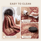 Monsoon2 Distressed Medallion Traditional Oxblood Bronze Linen Washable Indoor Outdoor Rug - RugzellaDigital Print RugRugzellaRugzellaBBB377-RECT-24x47-60x120cmRGZLLA109431Rectangle2' x 3'11" (60x120 cm)SHARED | Monsoon2 feature clean