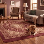 Monsoon2 Distressed Medallion Traditional Oxblood Bronze Linen Washable Indoor Outdoor Rug - RugzellaDigital Print RugRugzellaRugzellaBBB377-RECT-24x47-60x120cmRGZLLA109431Rectangle2' x 3'11" (60x120 cm)RECTANGLE | Monsoon2 rectangle livingroom