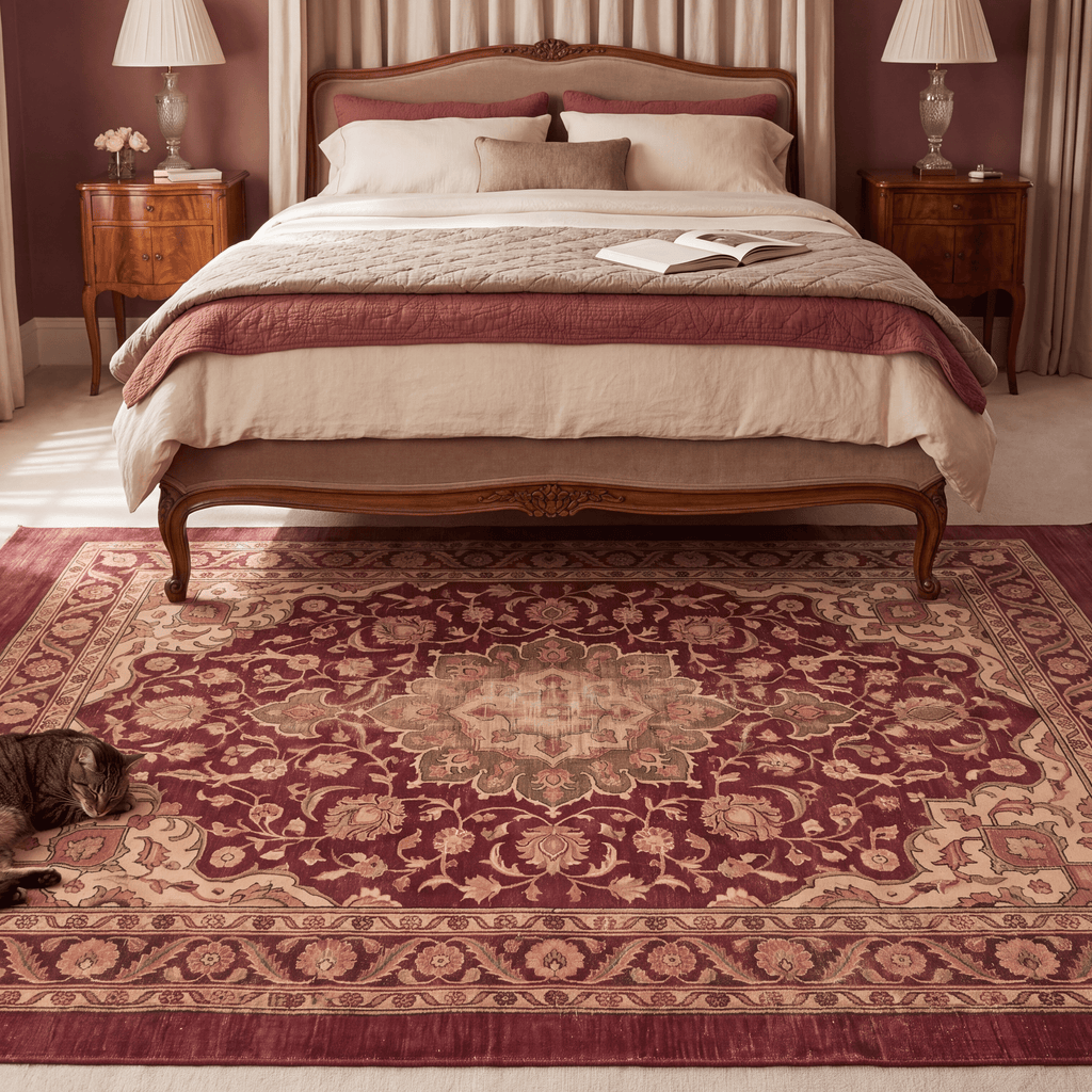 Monsoon2 Distressed Medallion Traditional Oxblood Bronze Linen Washable Indoor Outdoor Rug - RugzellaDigital Print RugRugzellaRugzellaBBB377-RECT-24x47-60x120cmRGZLLA109431Rectangle2' x 3'11" (60x120 cm)RECTANGLE | Monsoon2 rectangle bedroom