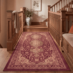 Monsoon2 Distressed Medallion Traditional Oxblood Bronze Linen Washable Indoor Outdoor Rug - RugzellaDigital Print RugRugzellaRugzellaBBB377-RECT-24x47-60x120cmRGZLLA109431Rectangle2' x 3'11" (60x120 cm)RUNNER | Monsoon2 runner staircase