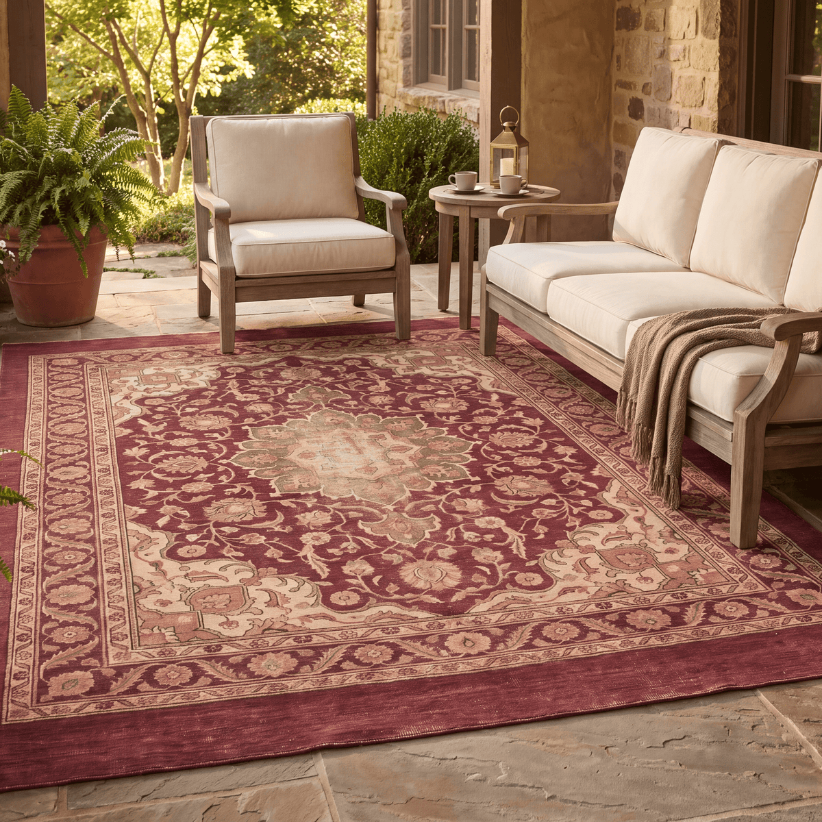 Monsoon2 Distressed Medallion Traditional Oxblood Bronze Linen Washable Indoor Outdoor Rug - RugzellaDigital Print RugRugzellaRugzellaBBB377-RECT-24x47-60x120cmRGZLLA109431Rectangle2' x 3'11" (60x120 cm)RECTANGLE | Monsoon2 rectangle outdoor