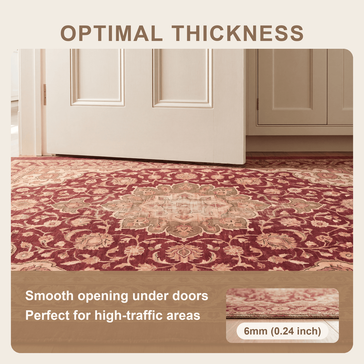 Monsoon2 Distressed Medallion Traditional Oxblood Bronze Linen Washable Indoor Outdoor Rug - RugzellaDigital Print RugRugzellaRugzellaBBB377-RECT-24x47-60x120cmRGZLLA109431Rectangle2' x 3'11" (60x120 cm)SHARED | Monsoon2 feature thickness