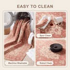 Narrows2 Traditional Medallion Border Rose Madder Cream Washable Indoor Outdoor Entryway Rug - RugzellaDigital Print RugRugzellaRugzellaBBB432-RECT-24x47-60x120cmRGZLLA136901Rectangle2' x 3'11" (60x120 cm)SHARED | Narrows2 feature clean