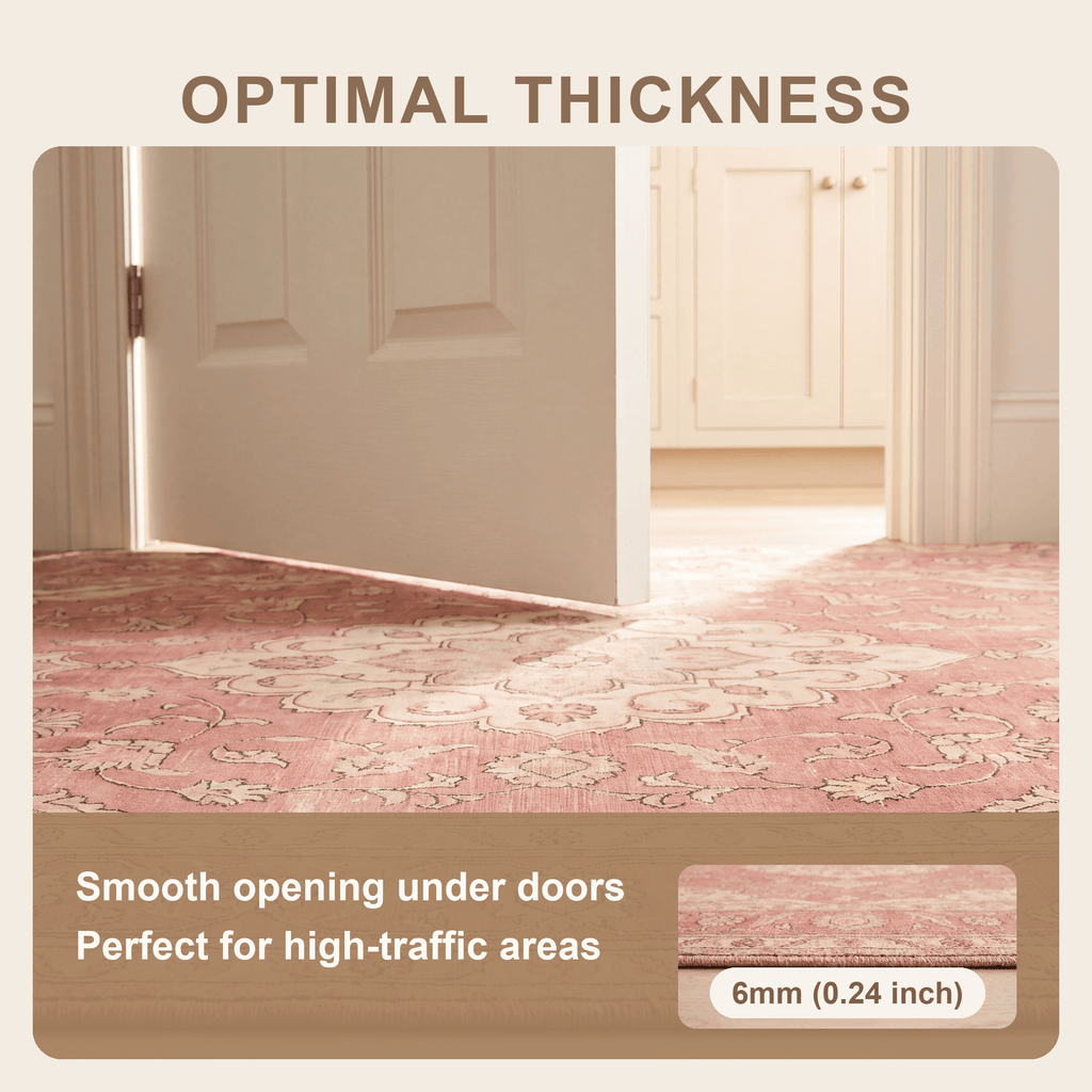 Narrows2 Traditional Medallion Border Rose Madder Cream Washable Indoor Outdoor Entryway Rug - RugzellaDigital Print RugRugzellaRugzellaBBB432-RECT-24x47-60x120cmRGZLLA136901Rectangle2' x 3'11" (60x120 cm)SHARED | Narrows2 feature thickness