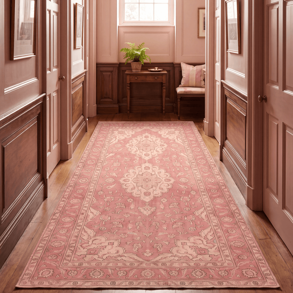 Narrows2 Traditional Medallion Border Rose Madder Cream Washable Indoor Outdoor Entryway Rug - RugzellaDigital Print RugRugzellaRugzellaBBB432-RECT-24x47-60x120cmRGZLLA136901Rectangle2' x 3'11" (60x120 cm)RUNNER | Narrows2 runner hallway