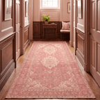 Narrows2 Traditional Medallion Border Rose Madder Cream Washable Indoor Outdoor Entryway Rug - RugzellaDigital Print RugRugzellaRugzellaBBB432-RECT-24x47-60x120cmRGZLLA136901Rectangle2' x 3'11" (60x120 cm)RUNNER | Narrows2 runner hallway