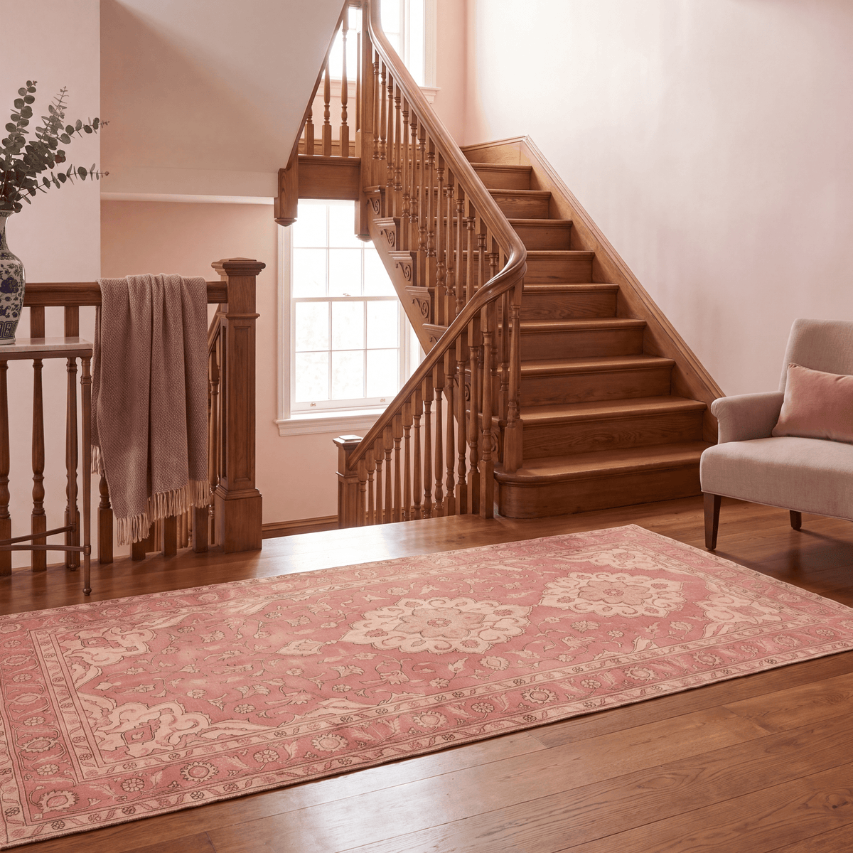 Narrows2 Traditional Medallion Border Rose Madder Cream Washable Indoor Outdoor Entryway Rug - RugzellaDigital Print RugRugzellaRugzellaBBB432-RECT-24x47-60x120cmRGZLLA136901Rectangle2' x 3'11" (60x120 cm)RUNNER | Narrows2 runner staircase