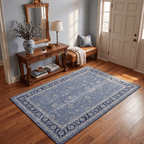 Oakbank Traditional Distressed Medallion Overdyed Blue Washable Indoor Outdoor Entryway Rug - RugzellaDigital Print RugRugzellaRugzellaBBB462-RECT-24x47-60x120cmRGZLLA138911Rectangle2' x 3'11" (60x120 cm)RECTANGLE | Oakbank rectangle entryway