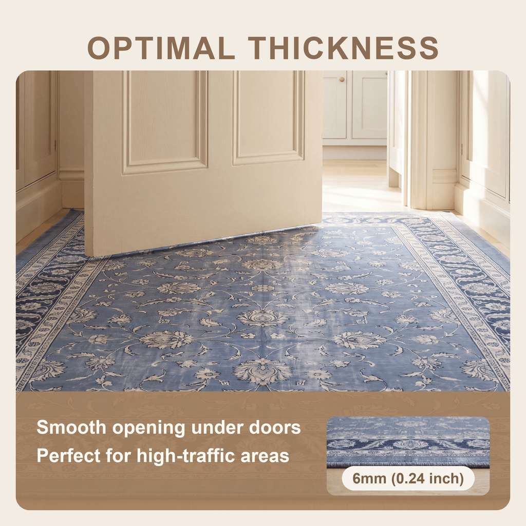 Oakbank Traditional Distressed Medallion Overdyed Blue Washable Indoor Outdoor Entryway Rug - RugzellaDigital Print RugRugzellaRugzellaBBB462-RECT-24x47-60x120cmRGZLLA138911Rectangle2' x 3'11" (60x120 cm)SHARED | Oakbank feature thickness