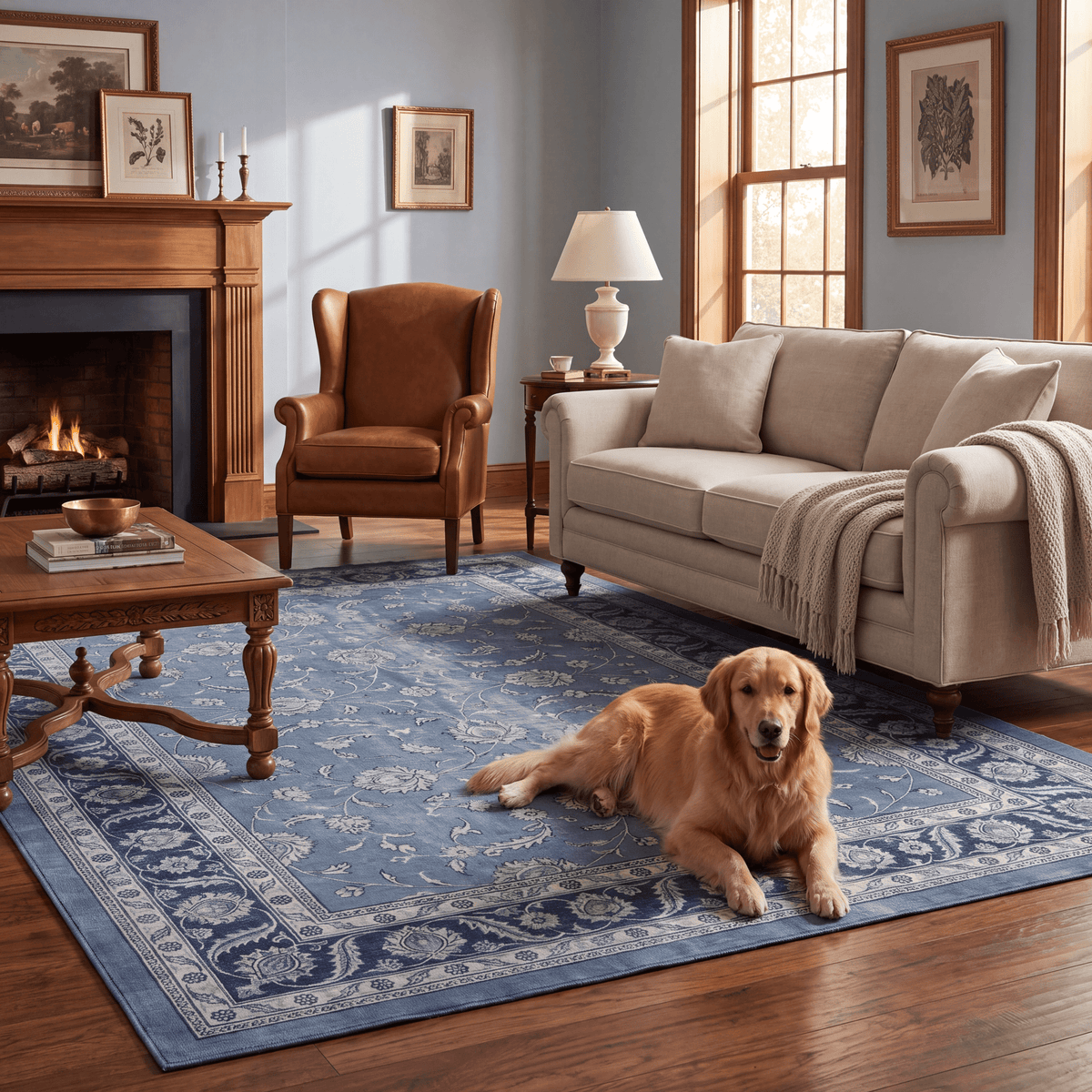 Oakbank Traditional Distressed Medallion Overdyed Blue Washable Indoor Outdoor Entryway Rug - RugzellaDigital Print RugRugzellaRugzellaBBB462-RECT-24x47-60x120cmRGZLLA138911Rectangle2' x 3'11" (60x120 cm)RECTANGLE | Oakbank rectangle livingroom
