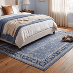 Oakbank Traditional Distressed Medallion Overdyed Blue Washable Indoor Outdoor Entryway Rug - RugzellaDigital Print RugRugzellaRugzellaBBB462-RECT-24x47-60x120cmRGZLLA138911Rectangle2' x 3'11" (60x120 cm)RECTANGLE | Oakbank rectangle bedroom