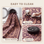 Oasis2 Traditional Floral Border Aubergine Rose Ivory Washable Indoor Outdoor Entryway Rug - RugzellaDigital Print RugRugzellaRugzellaBBB433-RECT-24x47-60x120cmRGZLLA98376Rectangle2' x 3'11" (60x120 cm)SHARED | Oasis2 feature clean