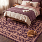 Oasis2 Traditional Floral Border Aubergine Rose Ivory Washable Indoor Outdoor Entryway Rug - RugzellaDigital Print RugRugzellaRugzellaBBB433-RECT-24x47-60x120cmRGZLLA98376Rectangle2' x 3'11" (60x120 cm)RECTANGLE | Oasis2 rectangle bedroom