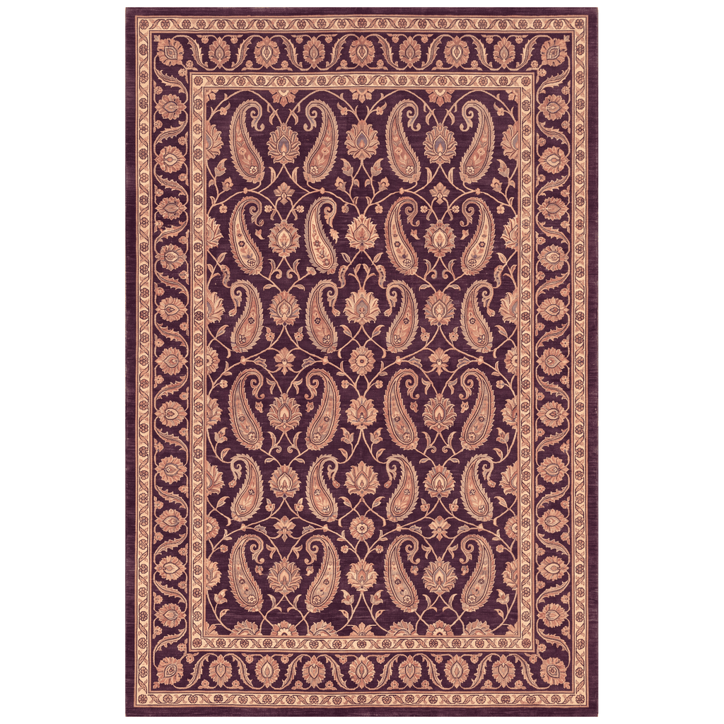 Oasis2 Traditional Floral Border Aubergine Rose Ivory Washable Indoor Outdoor Entryway Rug - RugzellaDigital Print RugRugzellaRugzellaBBB433-RECT-24x47-60x120cmRGZLLA98376Rectangle2' x 3'11" (60x120 cm)RECTANGLE | HERO | Oasis2 rectangle