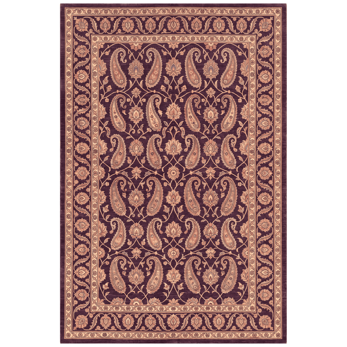 Oasis2 Traditional Floral Border Aubergine Rose Ivory Washable Indoor Outdoor Entryway Rug - RugzellaDigital Print RugRugzellaRugzellaBBB433-RECT-24x47-60x120cmRGZLLA98376Rectangle2' x 3'11" (60x120 cm)RECTANGLE | HERO | Oasis2 rectangle