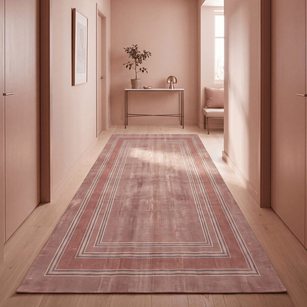 Outcrop2 Modern Minimalist Border Abrash Clay Rose Ash Washable Indoor Outdoor Entryway Rug - RugzellaDigital Print RugRugzellaRugzellaBBB434-RECT-24x47-60x120cmRGZLLA137236Rectangle2' x 3'11" (60x120 cm)RUNNER | Outcrop2 runner hallway