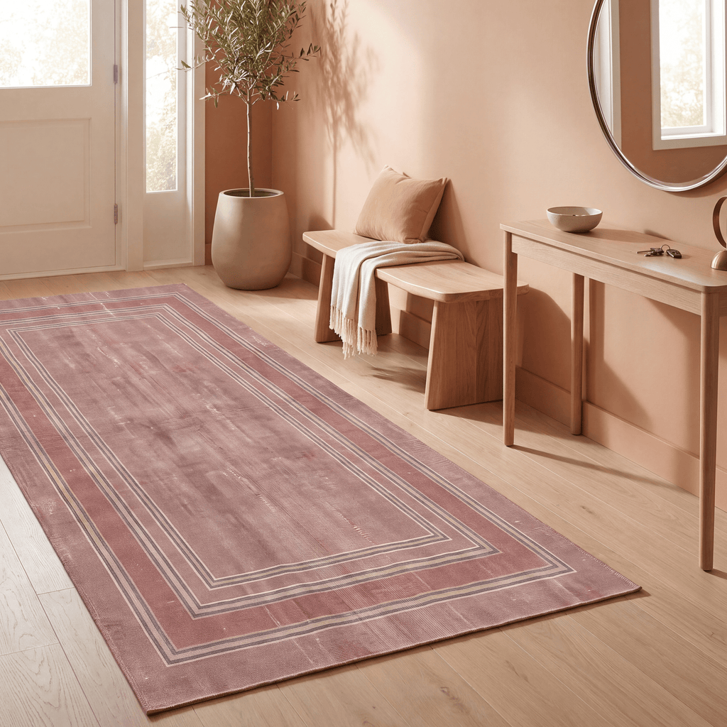 Outcrop2 Modern Minimalist Border Abrash Clay Rose Ash Washable Indoor Outdoor Entryway Rug - RugzellaDigital Print RugRugzellaRugzellaBBB434-RECT-24x47-60x120cmRGZLLA137236Rectangle2' x 3'11" (60x120 cm)RUNNER | Outcrop2 runner entryway