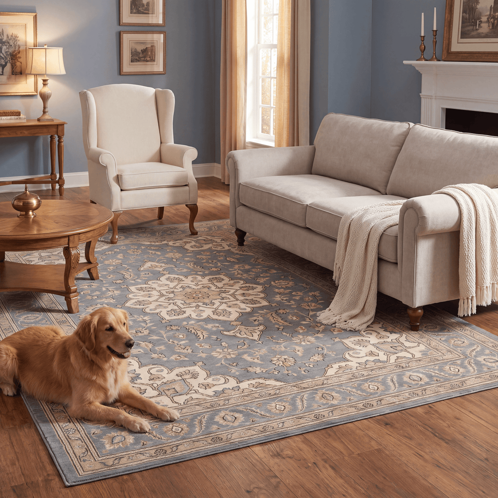 Overdale Traditional Medallion Border Slate Gray Bone Gold Washable Indoor Outdoor Entryway Rug - RugzellaDigital Print RugRugzellaRugzellaBBB463-RECT-24x47-60x120cmRGZLLA139246Rectangle2' x 3'11" (60x120 cm)RECTANGLE | Overdale rectangle livingroom