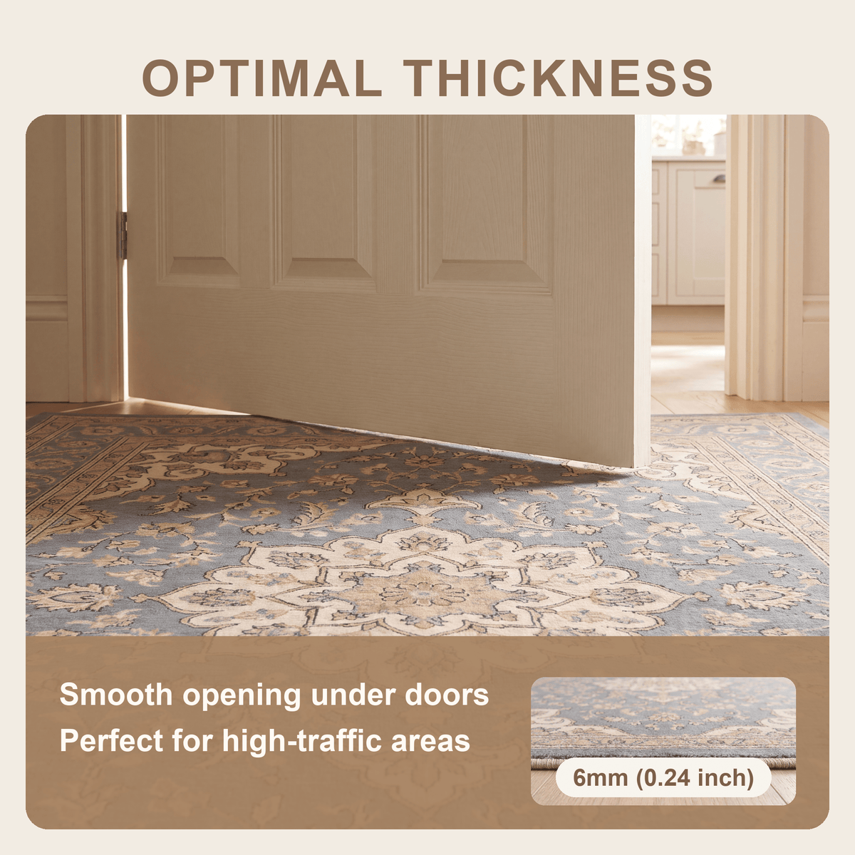Overdale Traditional Medallion Border Slate Gray Bone Gold Washable Indoor Outdoor Entryway Rug - RugzellaDigital Print RugRugzellaRugzellaBBB463-RECT-24x47-60x120cmRGZLLA139246Rectangle2' x 3'11" (60x120 cm)SHARED | Overdale feature thickness