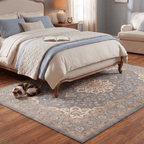 Overdale Traditional Medallion Border Slate Gray Bone Gold Washable Indoor Outdoor Entryway Rug - RugzellaDigital Print RugRugzellaRugzellaBBB463-RECT-24x47-60x120cmRGZLLA139246Rectangle2' x 3'11" (60x120 cm)RECTANGLE | Overdale rectangle bedroom