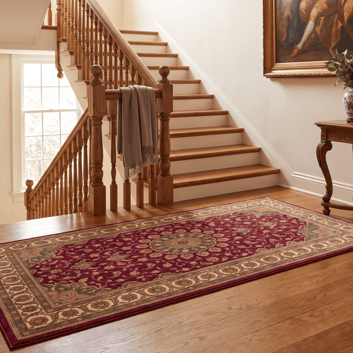 Palisade2 Traditional Medallion Border Wine Olive Bone Washable Indoor Outdoor Entryway Rug - RugzellaDigital Print RugRugzellaRugzellaBBB435-RECT-24x47-60x120cmRGZLLA98711Rectangle2' x 3'11" (60x120 cm)RUNNER | Palisade2 runner staircase