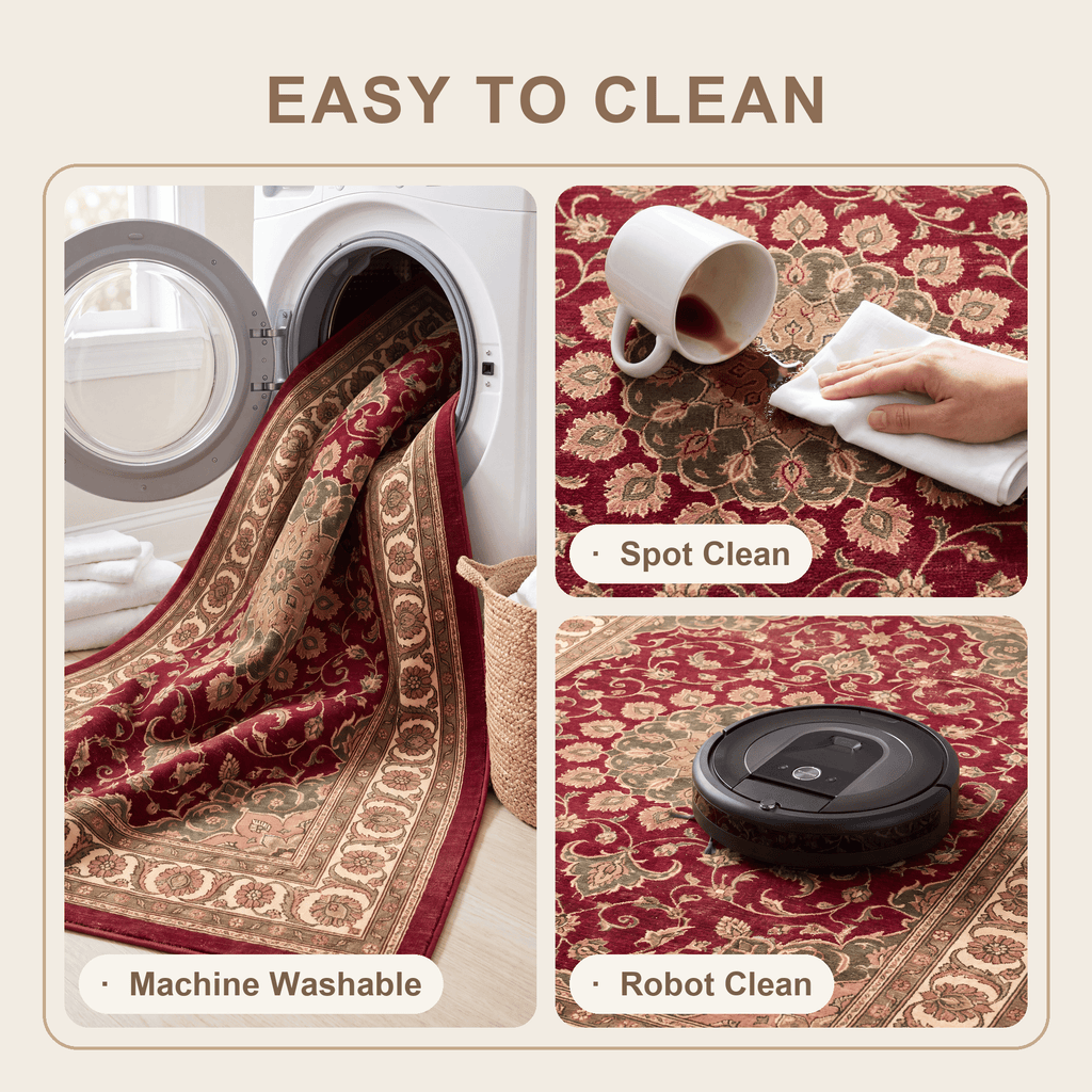 Palisade2 Traditional Medallion Border Wine Olive Bone Washable Indoor Outdoor Entryway Rug - RugzellaDigital Print RugRugzellaRugzellaBBB435-RECT-24x47-60x120cmRGZLLA98711Rectangle2' x 3'11" (60x120 cm)SHARED | Palisade2 feature clean