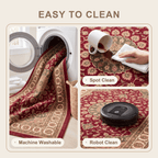 Palisade2 Traditional Medallion Border Wine Olive Bone Washable Indoor Outdoor Entryway Rug - RugzellaDigital Print RugRugzellaRugzellaBBB435-RECT-24x47-60x120cmRGZLLA98711Rectangle2' x 3'11" (60x120 cm)SHARED | Palisade2 feature clean