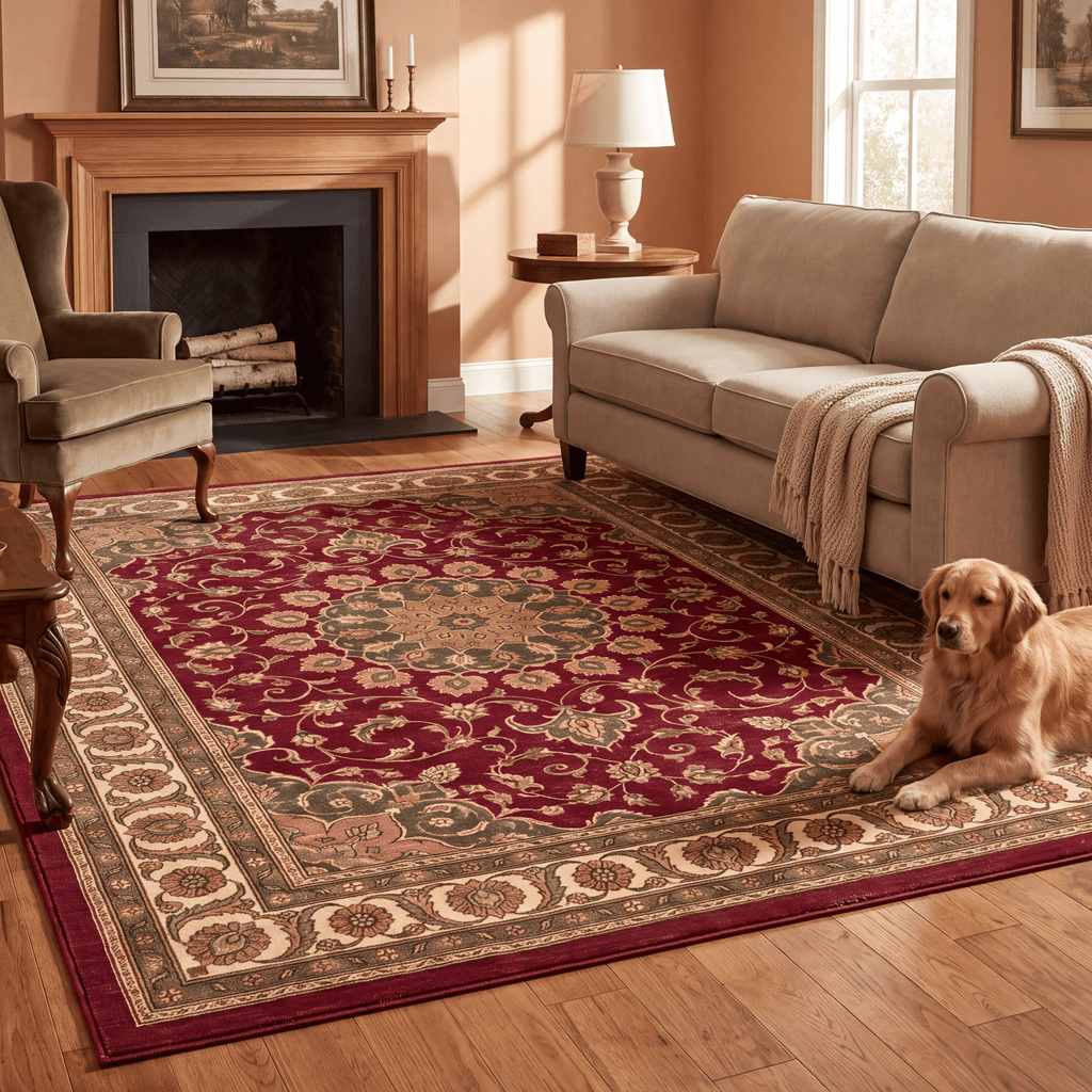 Palisade2 Traditional Medallion Border Wine Olive Bone Washable Indoor Outdoor Entryway Rug - RugzellaDigital Print RugRugzellaRugzellaBBB435-RECT-24x47-60x120cmRGZLLA98711Rectangle2' x 3'11" (60x120 cm)RECTANGLE | Palisade2 rectangle livingroom