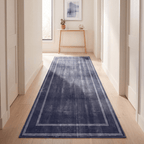 Parlour2 Modern Minimalist Border Indigo Blue Chalk Washable Indoor Outdoor Entryway Rug - RugzellaDigital Print RugRugzellaRugzellaBBB403-RECT-24x47-60x120cmRGZLLA116801Rectangle2' x 3'11" (60x120 cm)RUNNER | Parlour2 runner hallway