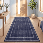 Parlour2 Modern Minimalist Border Indigo Blue Chalk Washable Indoor Outdoor Entryway Rug - RugzellaDigital Print RugRugzellaRugzellaBBB403-RECT-24x47-60x120cmRGZLLA116801Rectangle2' x 3'11" (60x120 cm)RUNNER | Parlour2 runner entryway
