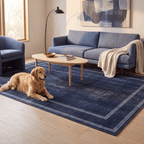 Parlour2 Modern Minimalist Border Indigo Blue Chalk Washable Indoor Outdoor Entryway Rug - RugzellaDigital Print RugRugzellaRugzellaBBB403-RECT-24x47-60x120cmRGZLLA116801Rectangle2' x 3'11" (60x120 cm)RECTANGLE | Parlour2 rectangle livingroom