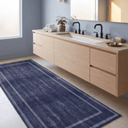 Parlour2 Modern Minimalist Border Indigo Blue Chalk Washable Indoor Outdoor Entryway Rug - RugzellaDigital Print RugRugzellaRugzellaBBB403-RECT-24x47-60x120cmRGZLLA116801Rectangle2' x 3'11" (60x120 cm)RUNNER | Parlour2 runner bathroom