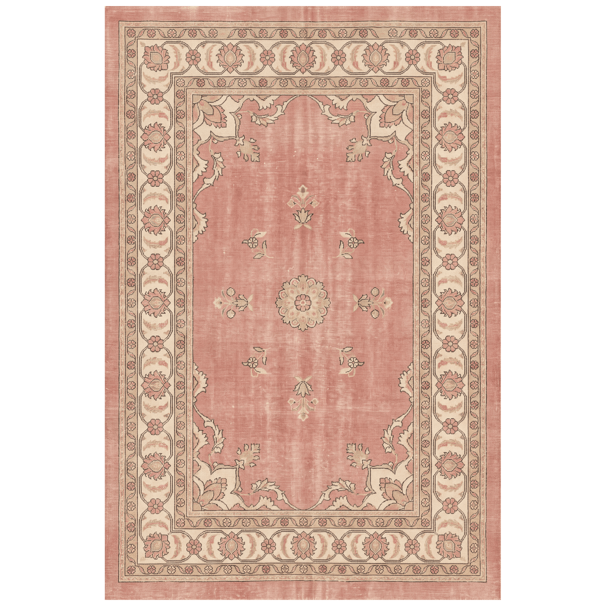 Pinfold Traditional Medallion Border Rose Madder Cream Washable Indoor Outdoor Entryway Rug - RugzellaDigital Print RugRugzellaRugzellaBBB465-RECT-24x47-60x120cmRGZLLA139916Rectangle2' x 3'11" (60x120 cm)RECTANGLE | HERO | Pinfold rectangle